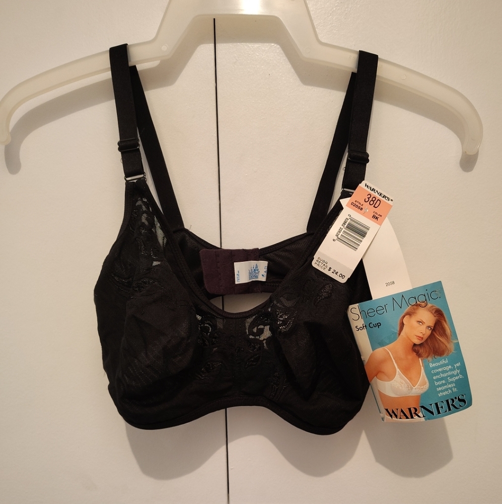 Vintage Warner's Sheer Magic Soft Cup Bra in Black
